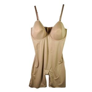Red Hot by Spanx Bodysuit Shapewear Mid-Thigh Underwire Bra Nude Beige Plus 2X